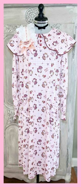 Sanrio Other - Sanrio Hello Kitty Dolly Mix Roomwear Nightgown Pajamas Lolita Bonnet Headdress